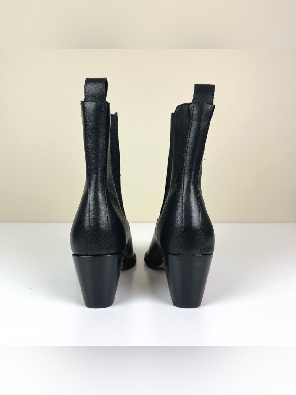 Dolce Vita Shadie H2O Black Leather Ankle Boots Western Sleek Minimalist Size 8 - Picture 5 of 11